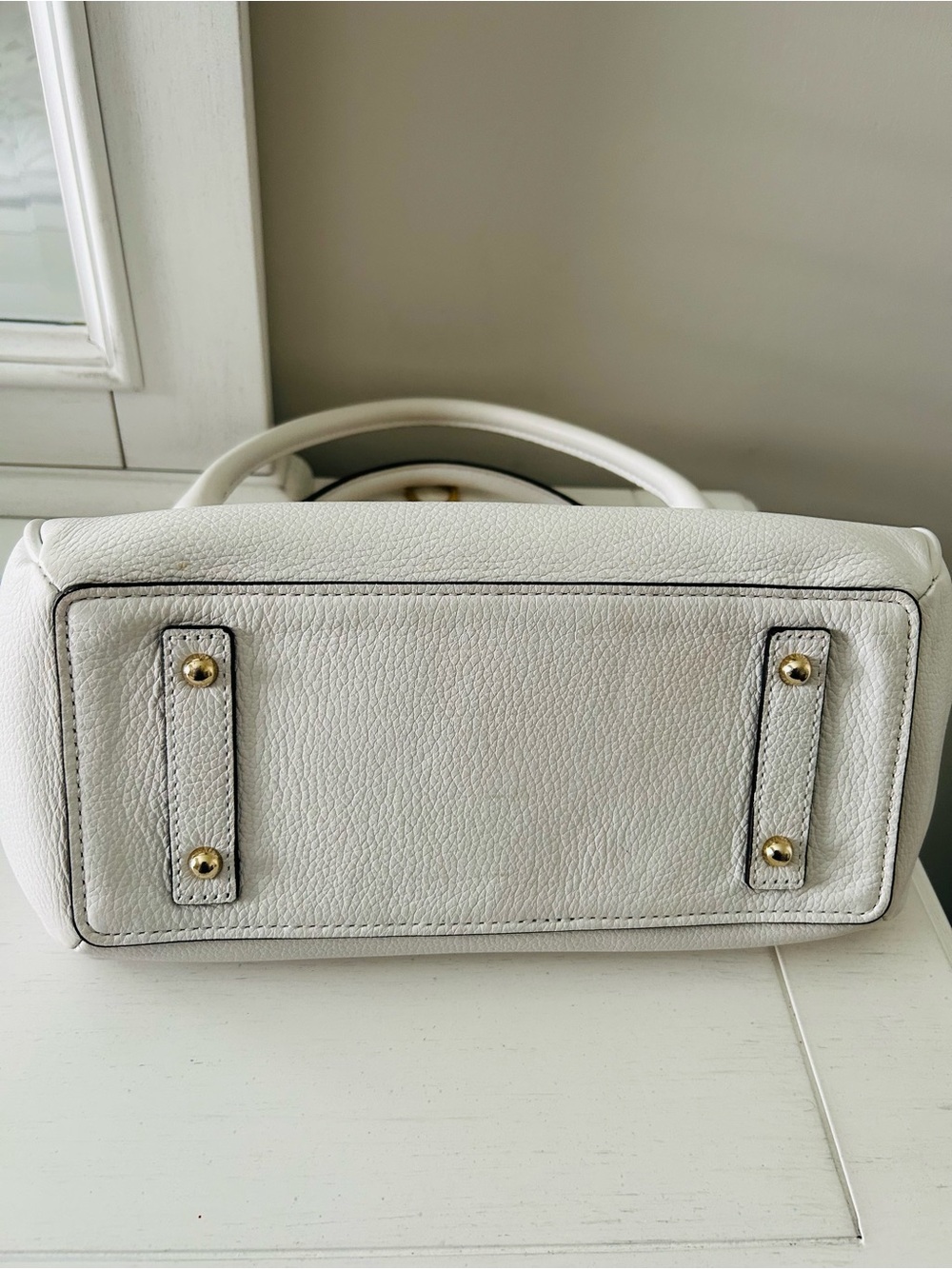 Dooney & Bourke Belvedere Medium Logo White Cream Satchel with Gold Accents - Picture 8 of 16